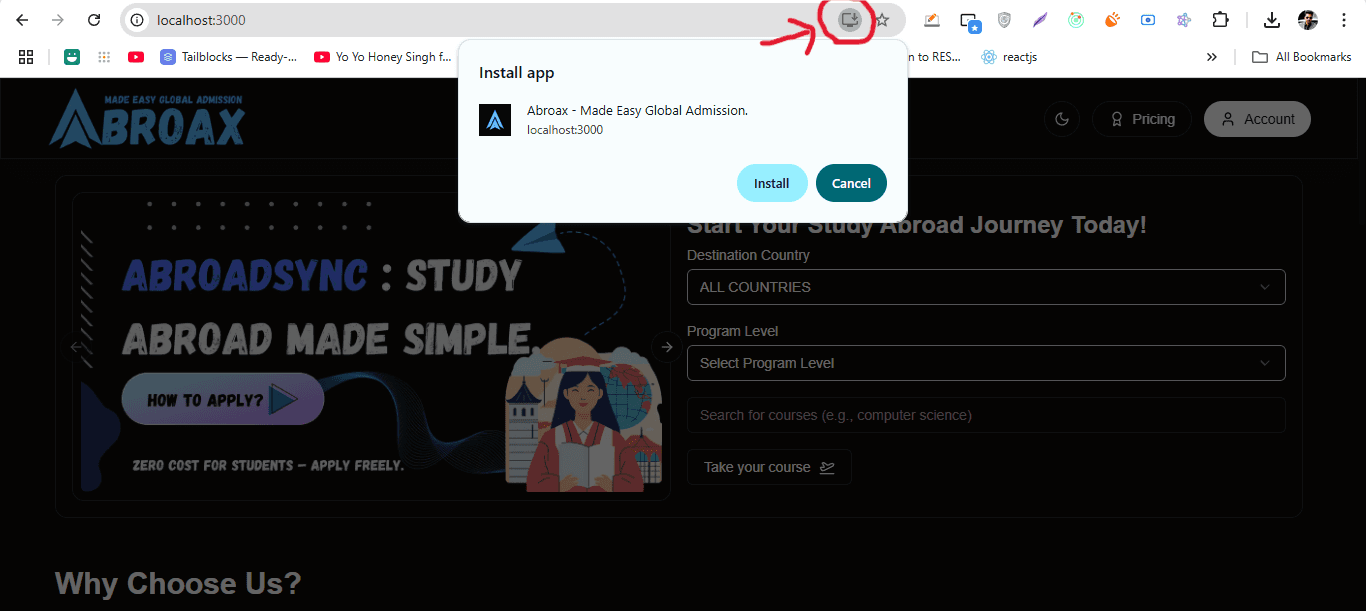 Desktop PWA Installation Steps